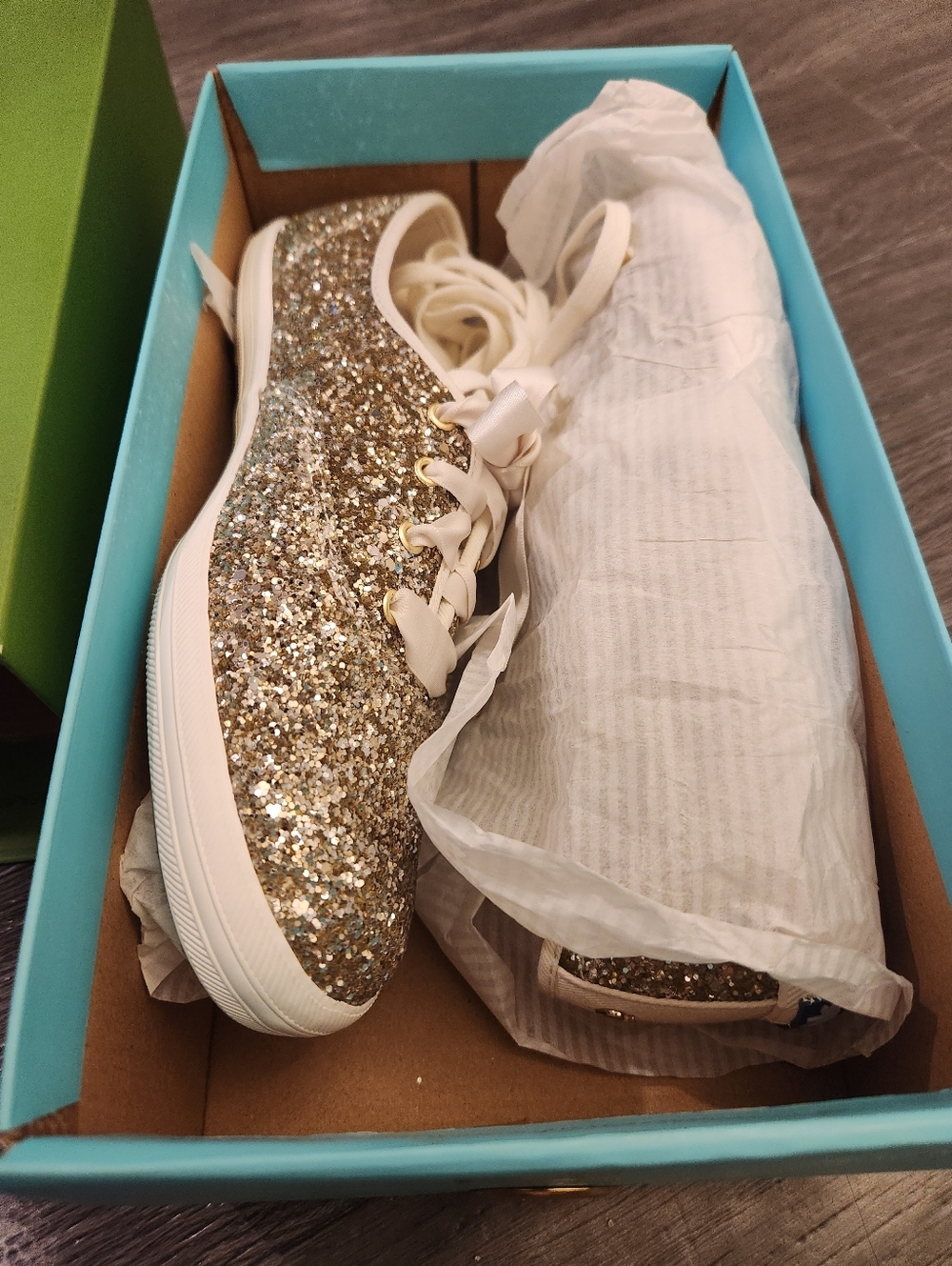 NIB Kate Spade Gold Glitter KEDS 7.5 - Picture 5 of 16